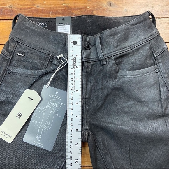 G-star Raw Lynn fit jeans faux leather mid rise skinny glitter slander black 24 - Picture 13 of 16